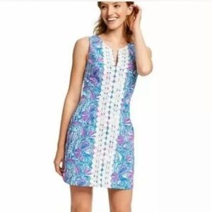 20th Anniversary Lilly Pulitzer For Target My Fans Blue Pink Shift Dress Size 6